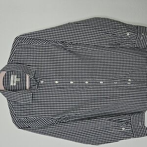 J.Crew Stretch Perfect Dark Navy and White Gingham Shirt